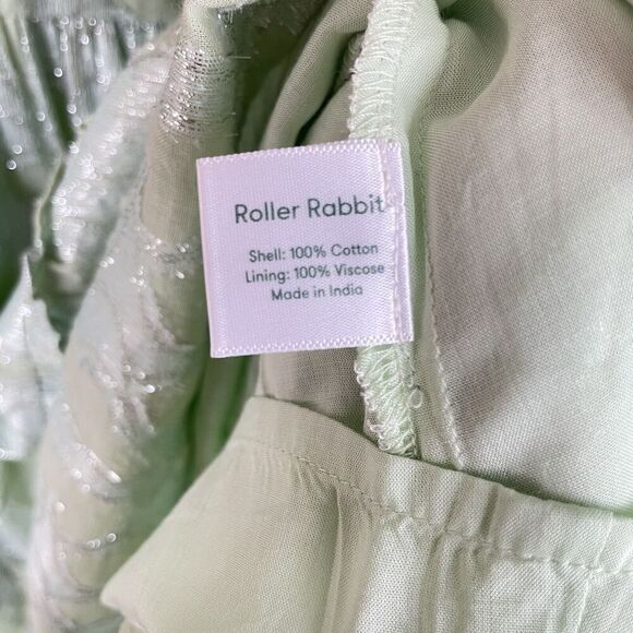 Roller Rabbit Clermont Nori Dress Size Small Mint Green Silver Shimmer Tiered - Picture 14 of 16